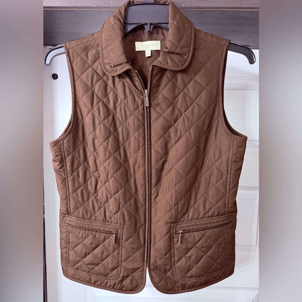 Talbots Chocolate Brown Quilted Vest women’s size XS